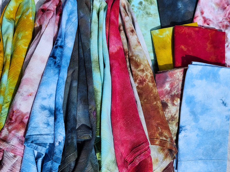 Hand-dyed tea towels and dinner napkins.